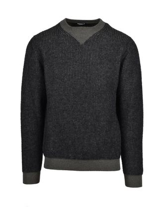 Dondup Crew Neck Sweater - Green Wool Polyamide