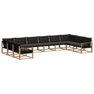vidaXL Conjunto De Sof&aacute;s De Exterior Con Coj&iacute;n 10 Pcs Blanco Y Negro Vidaxl