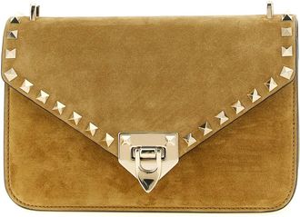 Valentino Garavani Tassen, Dames, Beige, ONE Size, Leer, Rockstud Small Shoulder Bag