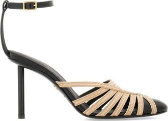 Ferragamo Schoenen, Dames, Zwart, 36 EU, Leer, Strappy Pointed-Toe Pumps
