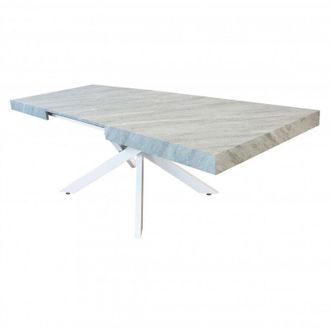 No Brand Tavolo allungabile con piano in mdf e struttura in metallo 90x160/240xH75 cm Danne - Bianco e grigio