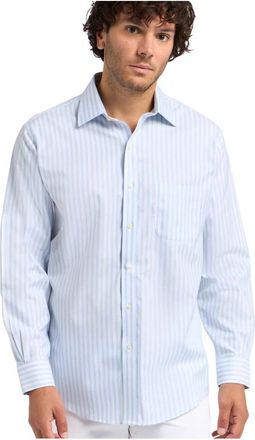 Brooks Brothers Stretch Herringbone Regular Fit Non-Iron Dress Shirt met Ainsley Kraag - Heren - Zakelijke Overhemden - Blauw - XL - Katoen - Overhemden