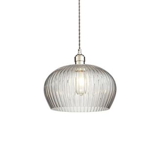 Netlighting Livorno Dome Pendant Ribbed Glass in Grey