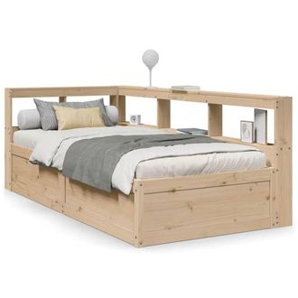 Berkfield Home Bookcase Bed without Mattress 90x190cm Solid Wood Pine in Light Tan | Size: 90x190 cm