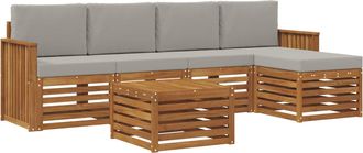 vidaXL Conjunto De Sof&aacute;s De Exterior 6 Uds. Gris Natural Y Claro Vidaxl