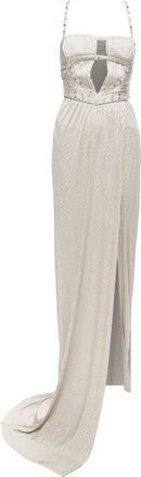 Versace Crystal Embellished Studded Harness Gown