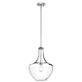 Netlighting Everly 1 Light Medium Dome Ceiling Pendant Light Chrome E27 in Grey