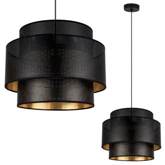 OEM L&aacute;mpara Colgante Asti Trio Negra Y Dorada Malla 35cm