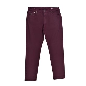 Brunello Cucinelli Slim-fit Burgundy Cotton Denim Trousers - Burgundy