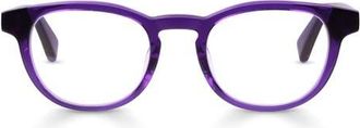 Eyebobs Clearly 46mm Round Reading Glasses in Electric Purple Crystal at Nordstrom, Size +2.75