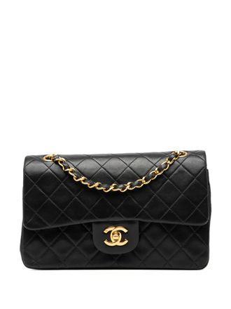 Chanel 1991-1994 kleine Classic lamsleren Double Flap schoudertas - Zwart