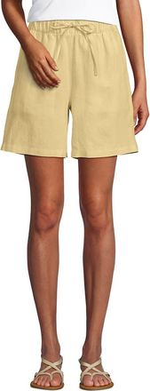 Lands End Linen High Rise Pull On 7 Shorts in Pale Sunbeam Yellow at Nordstrom, Size X-Large
