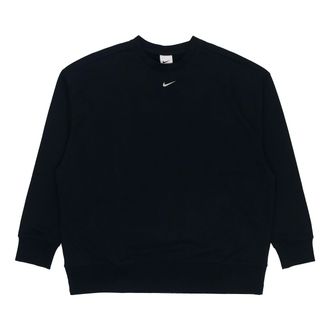 Nike (WMNS) Nike Solid Color Logo Knit Round Neck Pullover Black Hoodie DD5468-010