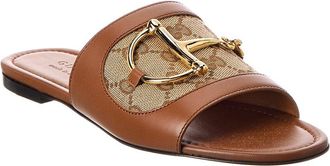 Gucci Gg Canvas & Leather Sandal