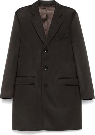Brioni Single-Breasted Coats, male, Brown, M, Cedar Brown Textured Wool Coat