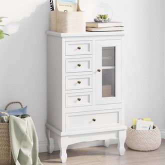 Berkfield Home Cabinet with 5 Drawers 2 Shelves White