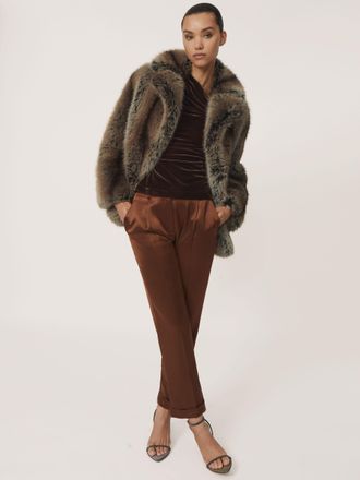 Reiss Brown Faux-fur Coat, XL