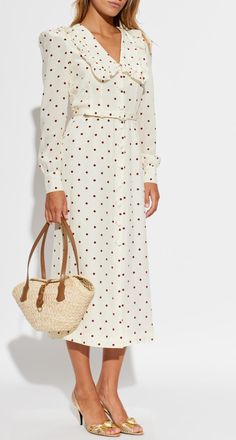 Alessandra Rich Polka Dot Dress, Womens, Cream