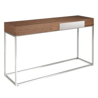 Angel Cerd&aacute; Walnut-Veneer Console Table with Chrome Legs in Brown