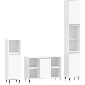 vidaXL Vidaxl - Juego De Muebles De Ba&ntilde;o 3 Pzas Madera Contrachapada Blanco