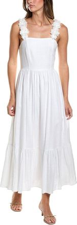 CeCe by Cynthia Steffe Floral Strap Tiered Linen-Blend Midi Dress