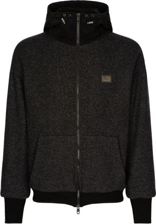 Dolce & Gabbana Jersey Jack met Volledige Rits - Heren - Bomber jackets - Grijs - M - Wol - Jassen