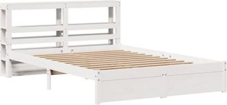 vidaXL Bed Frame with Headboard without Mattress White 150x200 cm King Size Vidaxl