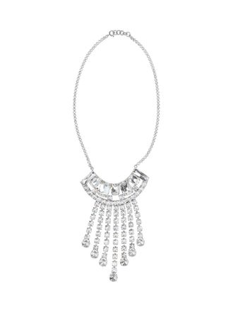 Dries Van Noten Silver Fringe Crystal Accent Necklace