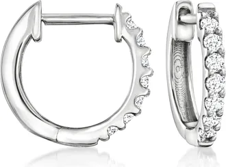 Ross-Simons Lab-Grown Diamond Hoop Earrings in Sterling Silver