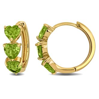 Mimi & Max 3ct TGW Peridot Triple Heart Hoop Earrings in Rose Plated Sterling Silver
