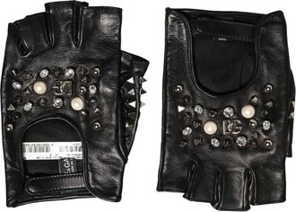Dolce & Gabbana Short Gloves - Dames - Handschoenen - Zwart - ONE Size - Leer - Accessoires