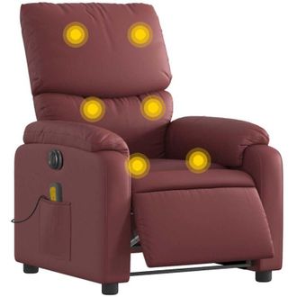 vidaXL Vidaxl - Sill&oacute;n Masaje Reclinable El&eacute;ctrico Cuero Sint&eacute;tico Rojo Tinto