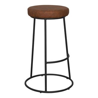Vintahome Taburete de bar piel ecol&oacute;gica marr&oacute;n 75cm