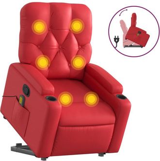 vidaXL Vidaxl - Sill&oacute;n Reclinable De Masaje De Pie Cuero Artificial Rojo