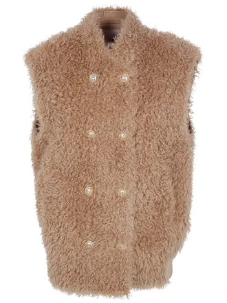 Twin-Set Gilet Faux Fur Tobacco Brown