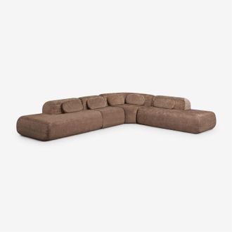 Sklum Sof&aacute; Modular Rinconera De 4 Piezas Con Doble Div&aacute;n En Chenilla Envasado Al Vac&iacute;o Merida Sklum