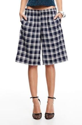 Lioness Sevigney Plaid Long Shorts in Navy Check at Nordstrom Rack, Size X-Small