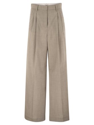 Max Mara Weekend Maxmara Wkdovvio broek van pure scheerwol met wijde pijpen