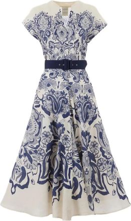 Sara Roka Glady 85 Midi Jurk - Dames - Casual kleedjes - Veelkleurig - XL - Leer - Kleedjes
