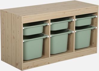Sweeek Mueble De Almacenamiento Para Ni&ntilde;os Con Decoraci&oacute;n De Madera Y 6 Cajones De Almacenamiento Coloridos