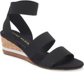 Anne Klein Barnett Wedge Ankle Strap Sandal in Black at Nordstrom Rack, Size 8.5
