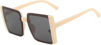 Generic Large Frame Women Square Sunglasses Outdoor Men Sports Vacation Sun Glasses(Beige)