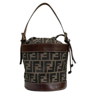 Fendi Pre-owned Bucket Bags, female, Brown, Size: ONE SIZE Pre-owned Canvas Bucket Bag