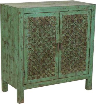 Wanderlust Deco C&oacute;moda De Madera Artesanal Verde 85x40x90h Cm