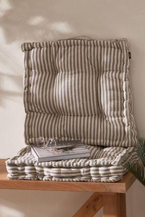 Dibor Set of 2 Giant Grey Striped Indoor Dining Chair Seat Pad Cushions L50cm x W50cm | Size: 50 cm x 50 cm