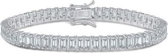Kenneth Jay Lane Emerald Cut Cubic Zirconia Bracelet in Rhodium Plated Brass at Nordstrom