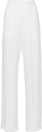 Lanvin Geplooide broek met rechte pijpen - Dames - Wijde Broeken - Wit - XS - Leer - Broeken