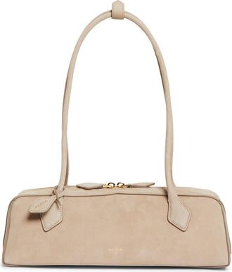 Alaia Medium Le Teckel Suede East/West Shouder Bag in Sand at Nordstrom