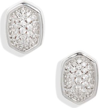 Kendra Scott Alanna Cubic Zirconia Stud Earrings in Silver White Crystal at Nordstrom