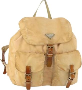 Prada Pre-owned Backpacks, female, Beige, Size: ONE SIZE Pre-owned Vintage Nylon Backpack